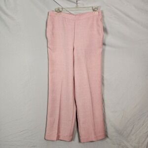 ALFRED DUNNER Size 10P Pink Elastic Waist Flat Front Pull On Pants Casual Work